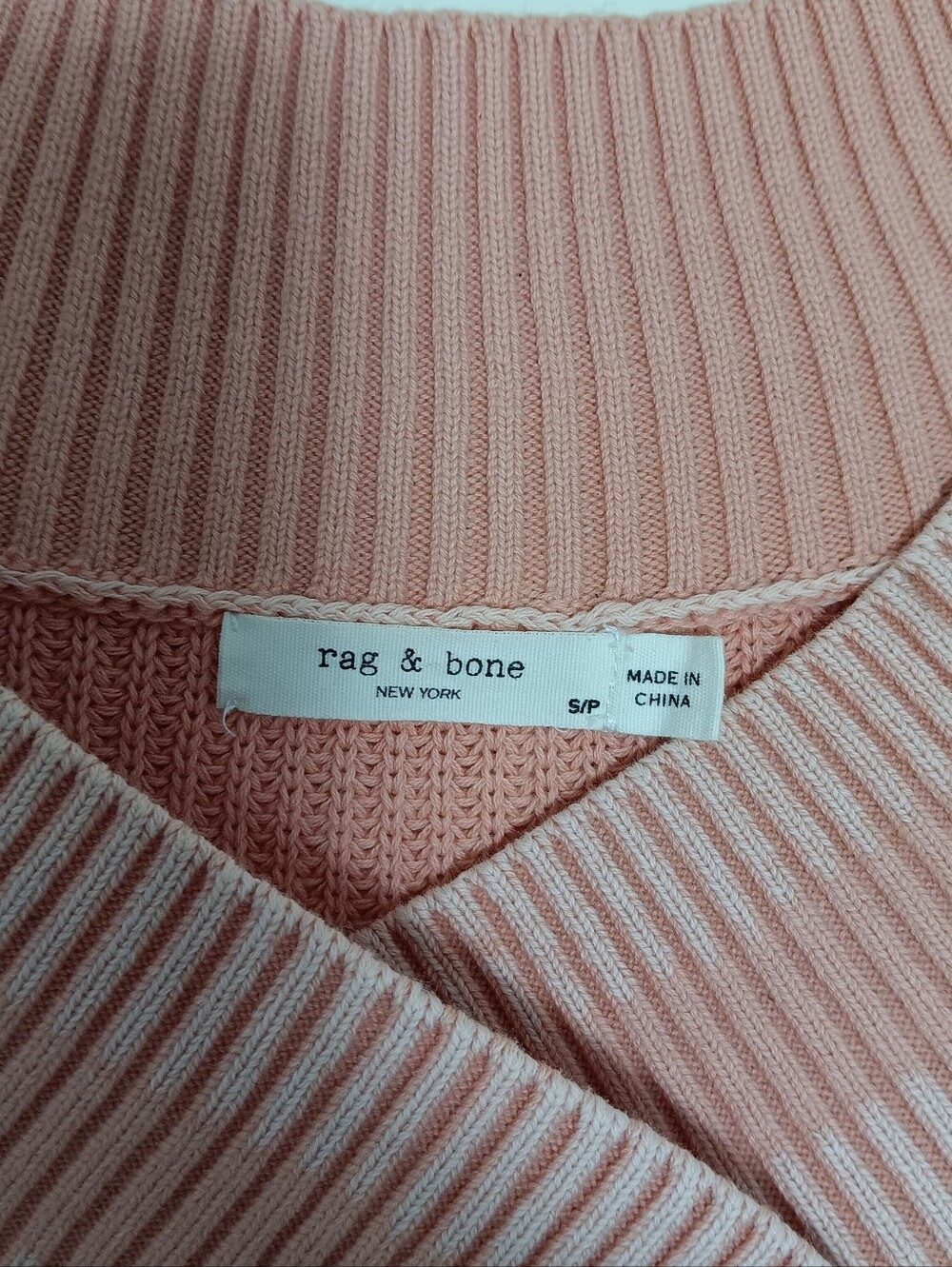 Rag And Bone Pink Rip Knit V-neck Sweater Pullover Size Small - Picture 2 of 9